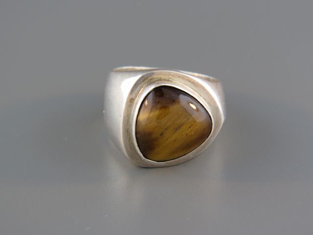 Tigereye Mans Ring large stone in heavy