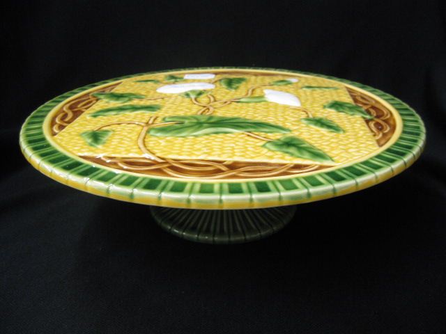 Majolica Pottery Cake Stand floral