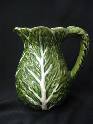 Majolica Pottery Pitcher leaf design 14d04e