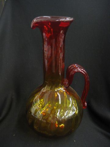 Blenko Amberina Art Glass Pitcher twist