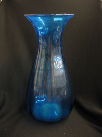 Blenko Art Glass Vase rich blue 16