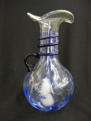 Art Glass Vase blue banding and 14d0b1
