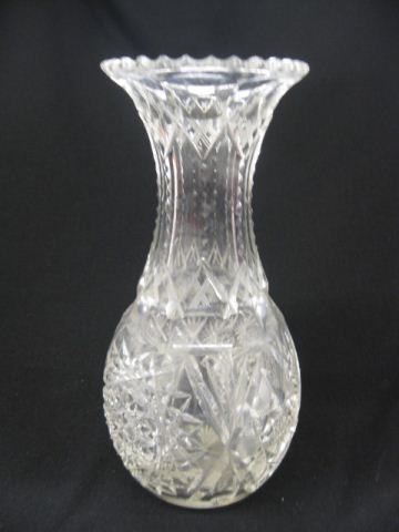 Cut Glass Vase bulbous with pinch neck