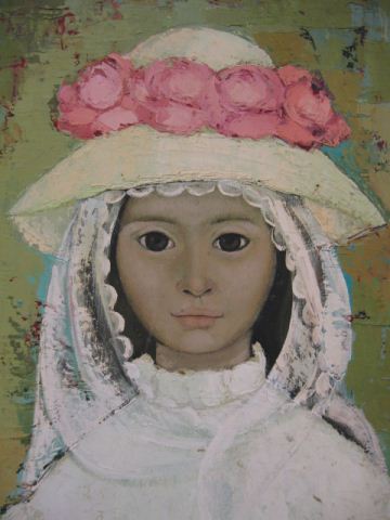 Oil of a Young Girl with Bonnet