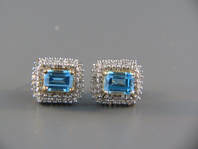 Blue Topaz Diamond Earrings rich 14d0ec
