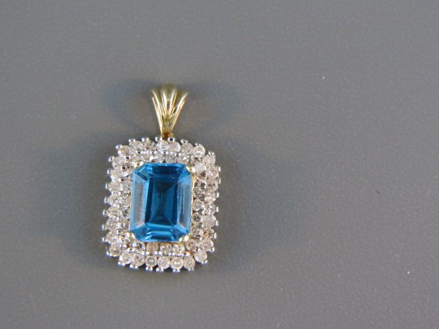 Blue Topaz & Diamond Pendant 2