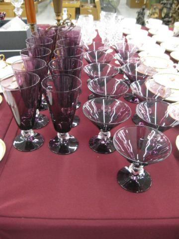 23 pcs. Amethyst Glass Stemware