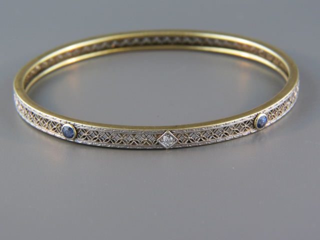 Diamond Sapphire Bangle Bracelet 14d12a