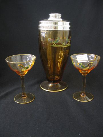 Cambridge Glass Cocktail Set enameled 14d137