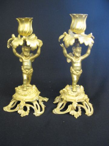 Pair of Dore Bronze Figural Candlesticks 14d14e