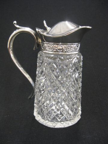 Silverplate Cut Glass Syrup Pitcher 14d16e