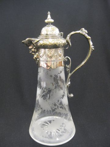 Silverplate Etched Crystal Claret 14d173