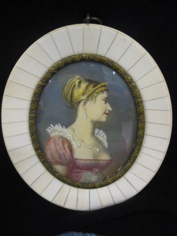 Miniature Painting on Ivory of a Lady