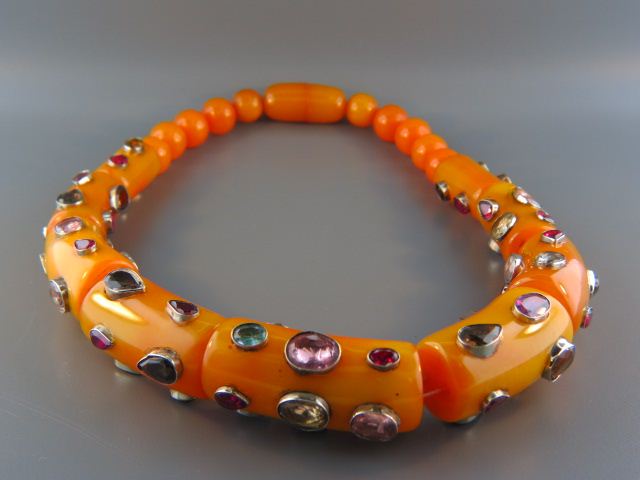 Gemstone Bakelite Necklace a 14d192