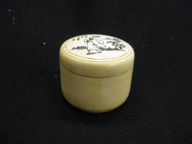 Chinese Carved Ivory Box polychromescene 14d1ce
