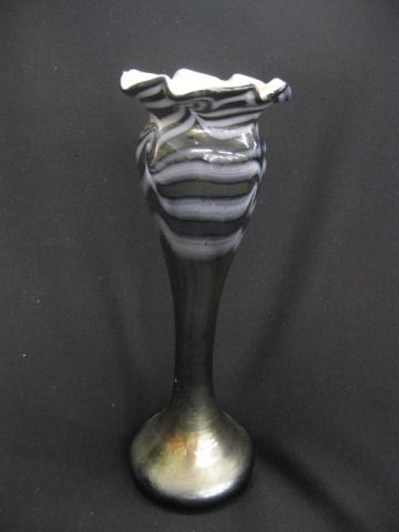 Art Glass Vase iridescentblack & white