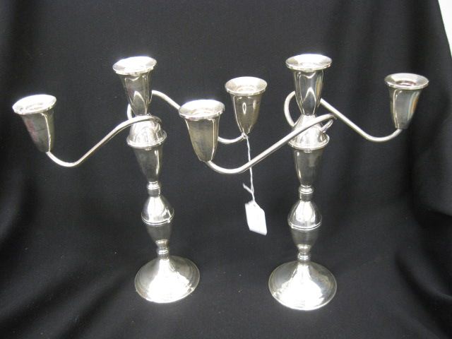 Pair of Sterling Silver Candelabra 14d21d