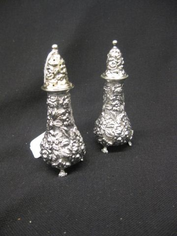 Pair of Stieff Rose Repousse Sterling