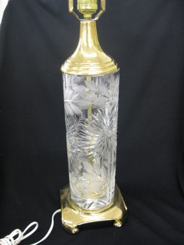 Cut Crystal Table Lamp elaborate floralwith
