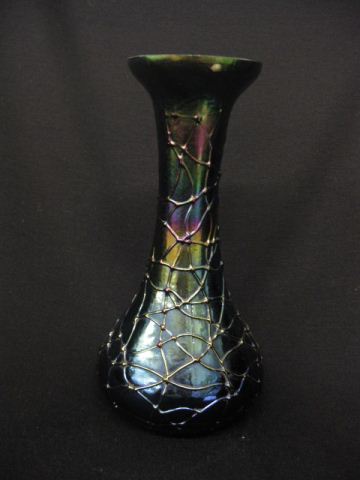Loetz Art Glass Vase applied trailing