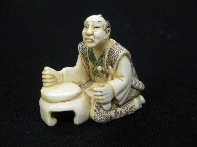 Carved Ivory Netsuke of Samurai 14d26c
