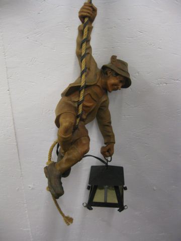 German Carved Figural Wooden Lamp