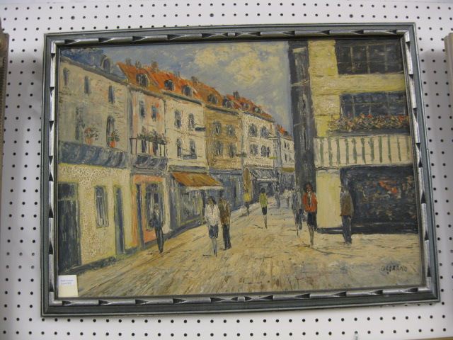 Oil European Street Scene on canvas 14d28e