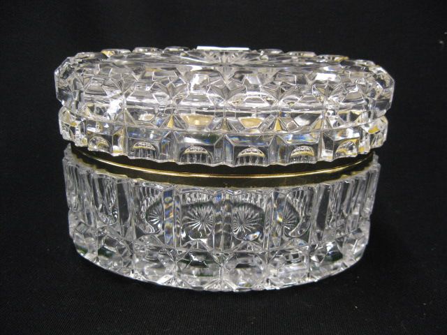 Cut Crystal Oval Dresser Box hinged