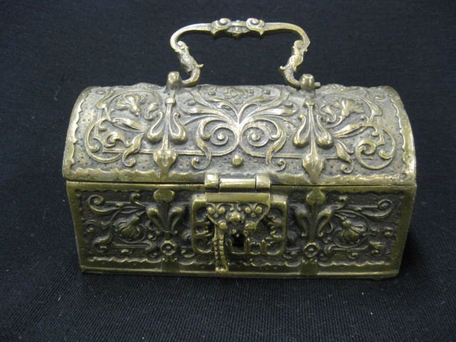 Ornate Brass Jewelry Box dome top 14d29e