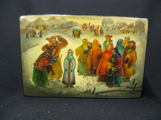 Russian Lacquer Ware Box winter 14d297