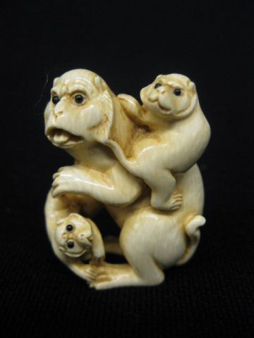 Carved Ivory Netsuke of a Monkey