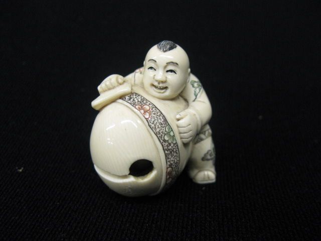 Carved Ivory Netsuke of Man with 14d2b6