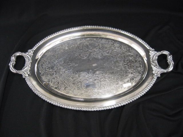 English Silverplate Serving Tray 14d2cc