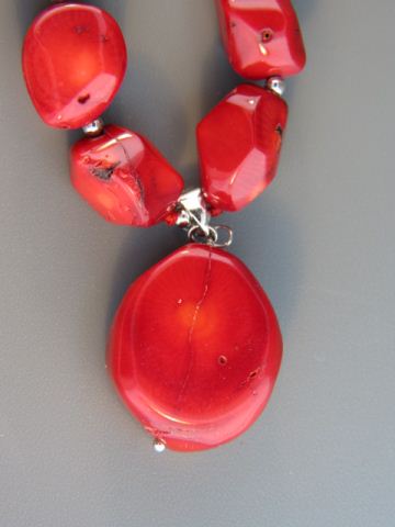 Coral Necklace nugget style beads