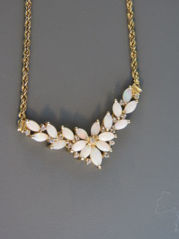 Opal Diamond Necklace 17 marquis 14d2d5