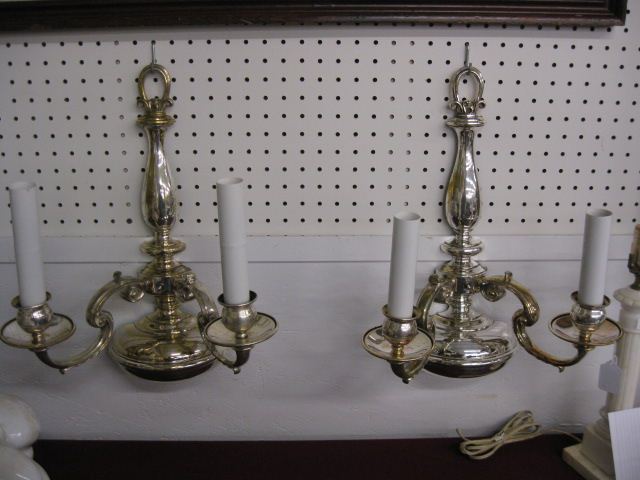 Pair of Silverplate Wall Sconces