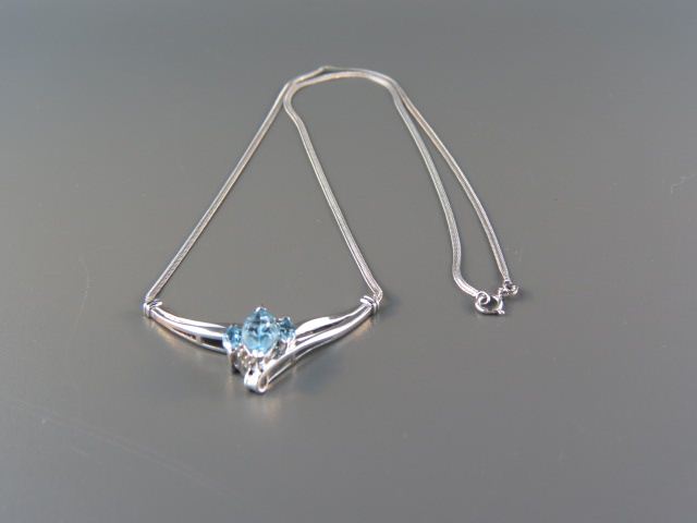 Blue Topaz & Diamond Necklace a