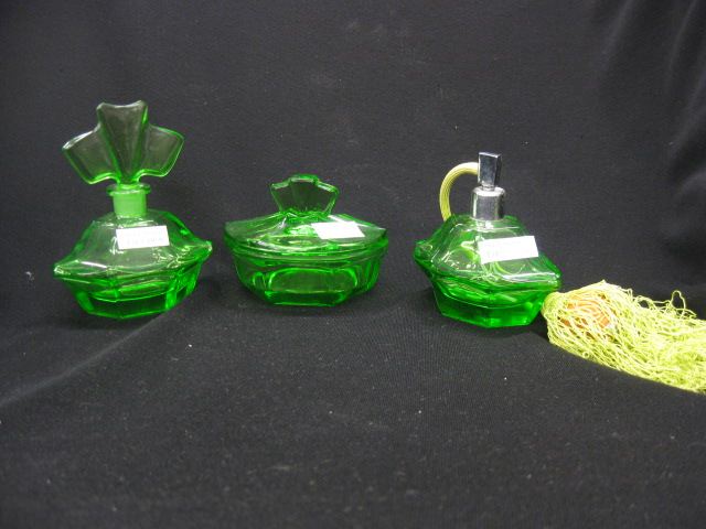Green Art Glass Dresser Set perfume