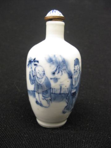 Chinese Snuff Bottle blue & white decoratedporcelain