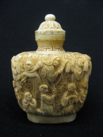 Chinese Snuff Bottle carved bone 14d322