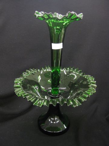 Emerald Art Glass Epergne center