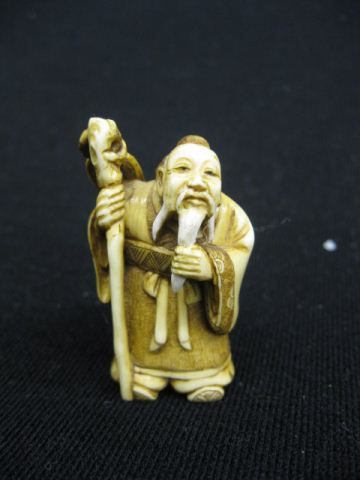 Carved Ivory Netsuke of an Old 14d358