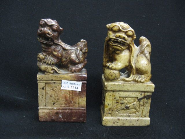 Pair of Chinese Carved Soapstone 14d361