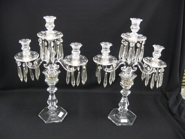 Pair of Heisey Colonial Glass Candelabra
