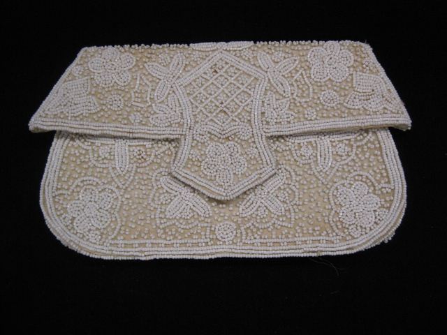 Vintage Beaded Clutch Purse floral 14d389