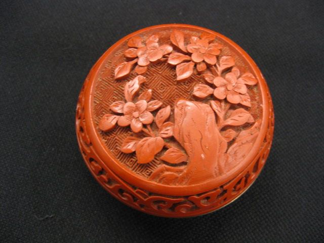 Chinese Carved Cinnabar Box floral