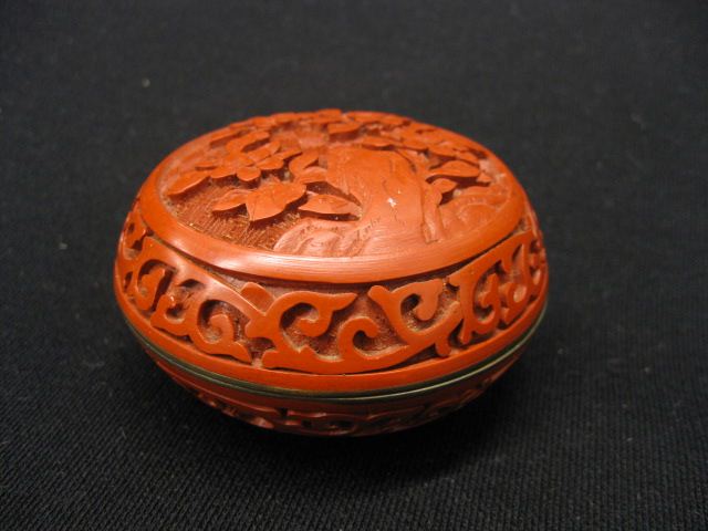 Chinese Carved Cinnabar Box floral 14d399