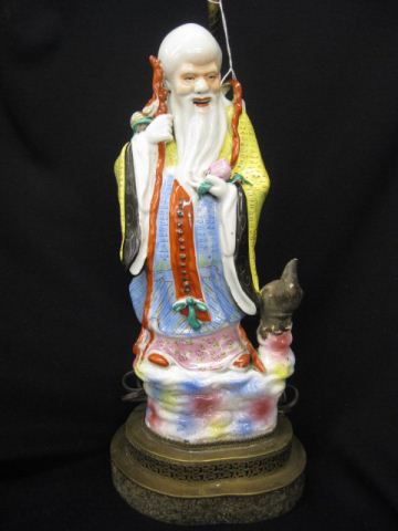 Chinese Porcelain Lamp with Figure