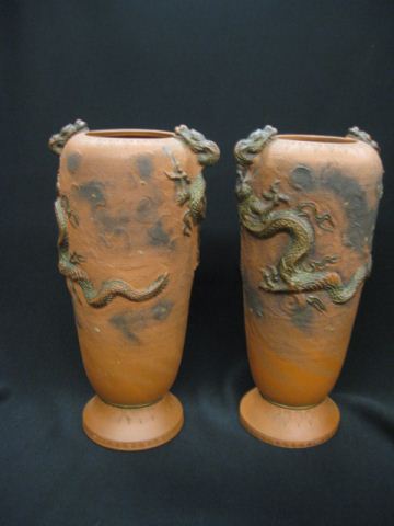Pair of Oriental Terra Cotta Vases