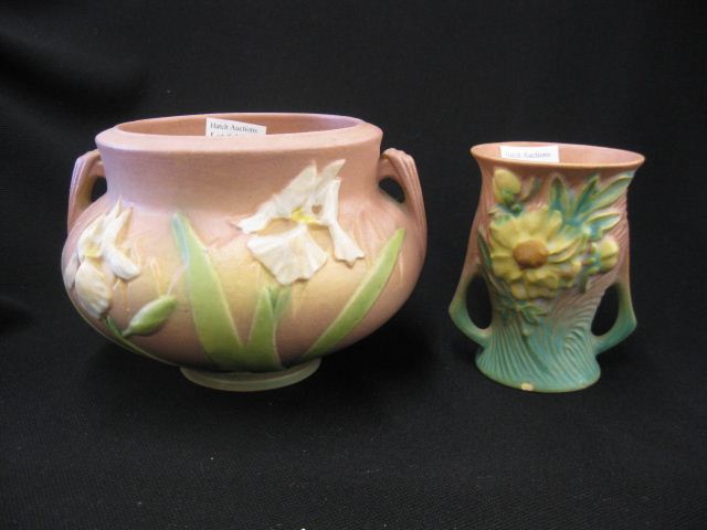 2 pcs. Roseville Art Pottery:''Iris''